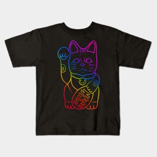 Lucky Cat. - Rainbow Kids T-Shirt